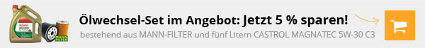Olwechsel-Set im Angebot: 5% Rabatt im Set - bestehend aus Safety und funf Litern CASTROL MAGNATEC 5W-30 C3