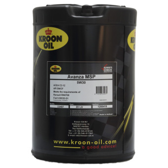 Image of Kroon-Oil AVANZA MSP 5W-30 Motorolie 20 liter bidon