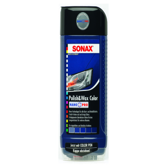 Image of Sonax Polish en Wax Color NanoPro blauw 500 milliliter doos